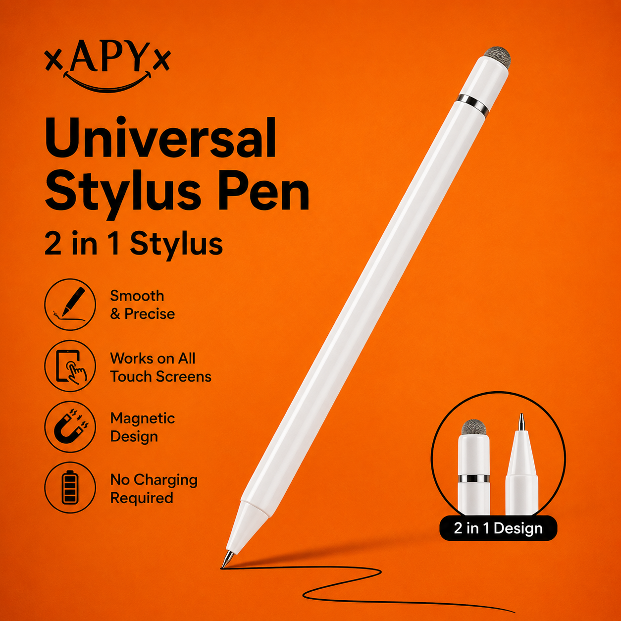 Touch Pen Stylus Pen 2 In 1 Universal Capacitive Touch Screen Stylus Touch Pencil Dual Tip Silicone Disc Stylus Pen for Android Tablet Mobile Laptop Drawing Writing No Charging Required