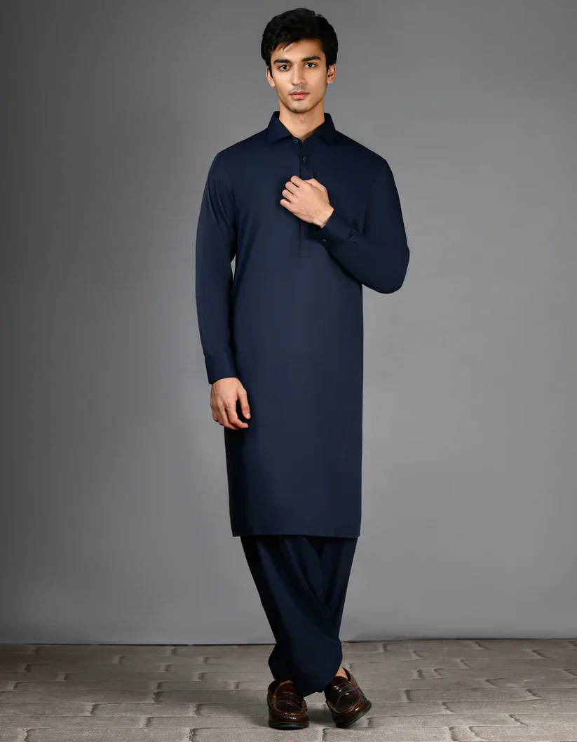 Navy Blur Shawar Kameez
