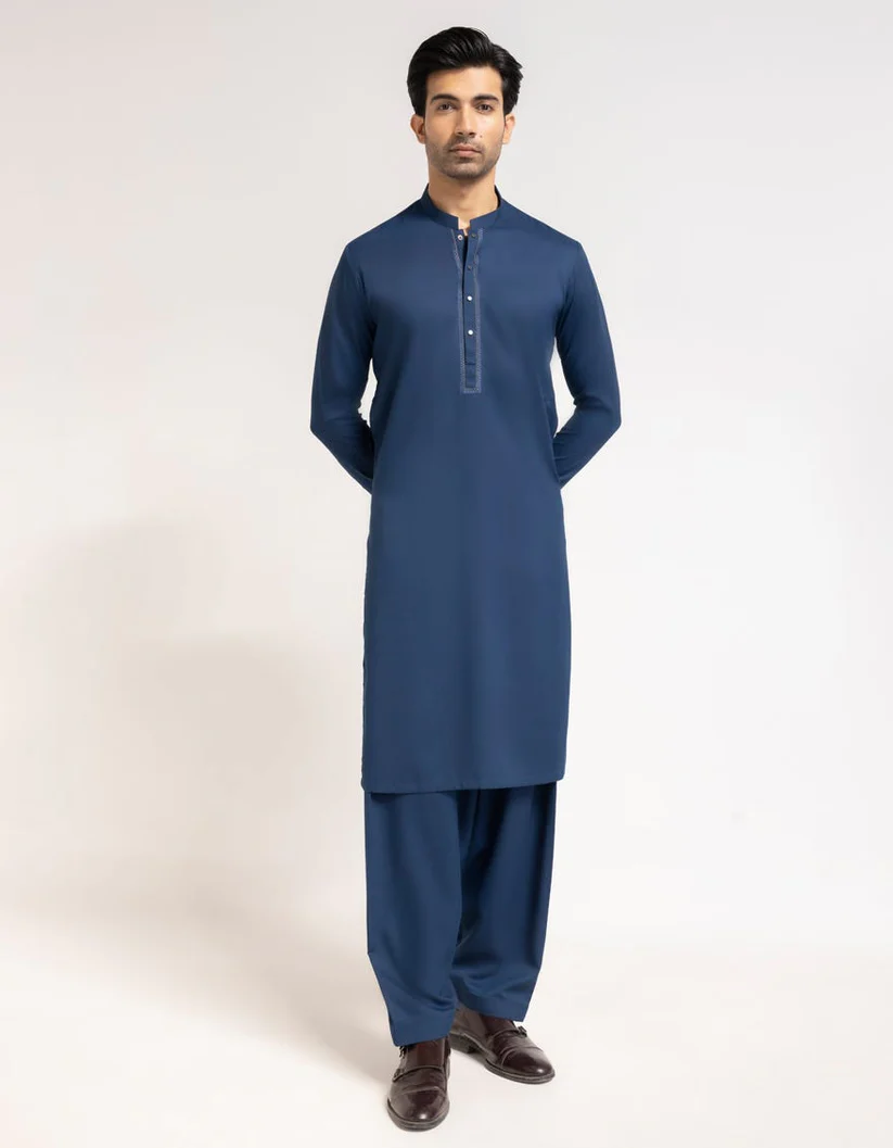 Dark Blue Semi-Formal Kameez Shalwar