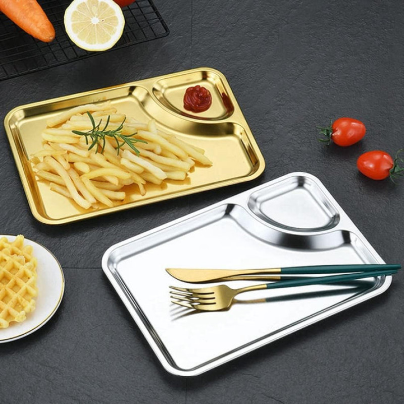 Stainless Steel Golden Serving Plate Premium Dining & Serving Tray