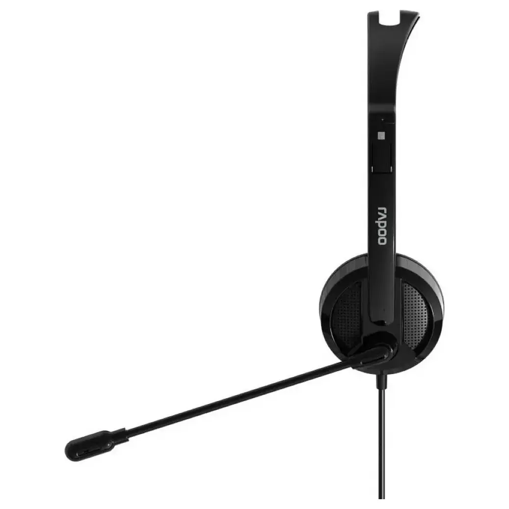 Rapoo H101 Wired Stereo Headset with Mic, 3.5mm, In-Line Volume Control, Black